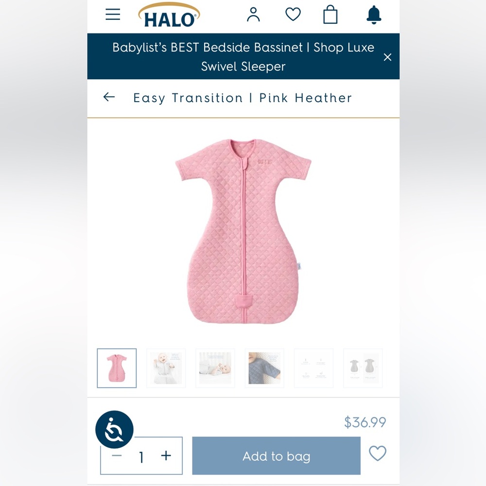 Halo transition sleep sack 3-6 months small